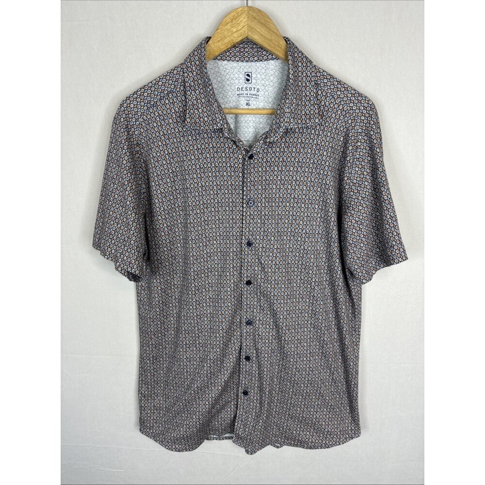 DeSoto Made in Europe Men’s XL Short Sleeve Button Up Pattern‎ Shirt